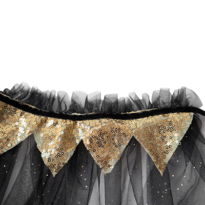 Black Magical Cape with golden details, perfect for kids parties and Halloween
