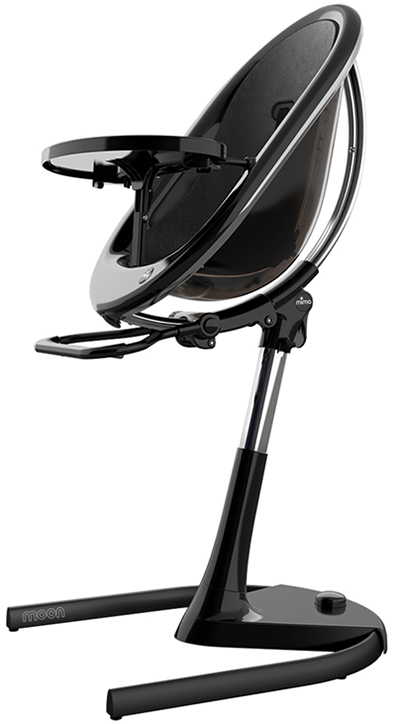 mima moon Highchair with Black Frame and Black Seat Pad, 6-36 months 