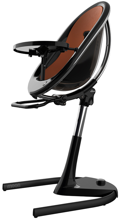 mima moon Highchair with Black Frame and Camel Seat Pad, 6-36 months