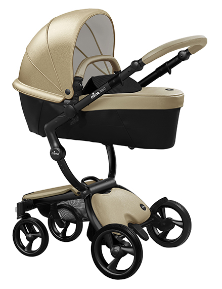 mima Xari 2in1 Pushchair in Champaign with a Black Chassis - Carrycot version