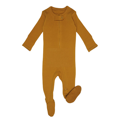 Body bebe cu fermoar, 100% bumbac organic, Butterscotch, Terry & Knit, 0-12 luni | Lovedbaby