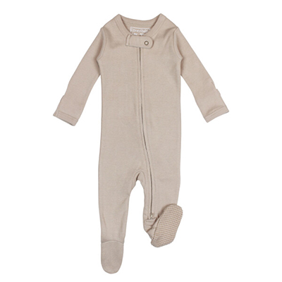 Body bebe cu fermoar, 100% bumbac organic, Oatmeal, Nuts About U, 0-12 luni | Lovedbaby