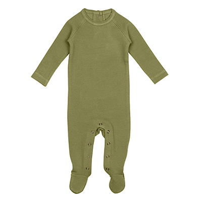 Conduroy Raglan Baby Footie in Olive 0-12 luni