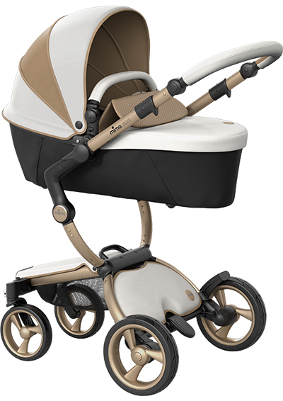 mima Xari Dolce Vita 2in1 Pushchair with Champagne Chassis. Here shown as carrycot.