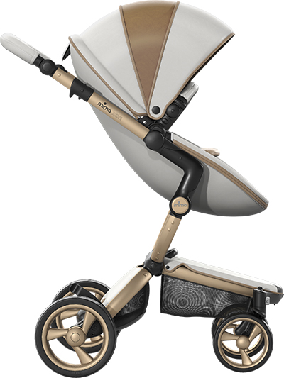 Carucior 2in1 mima Xari Dolce Vita cu cadru Champagne, in configuratia scaun sport, cu fata spre drum