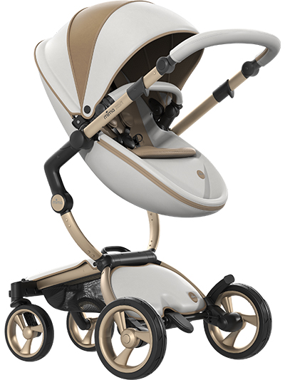 Carucior 2in1 mima Xari Dolce Vita cu cadru Champagne, in configuratia scaun sport reversibil.