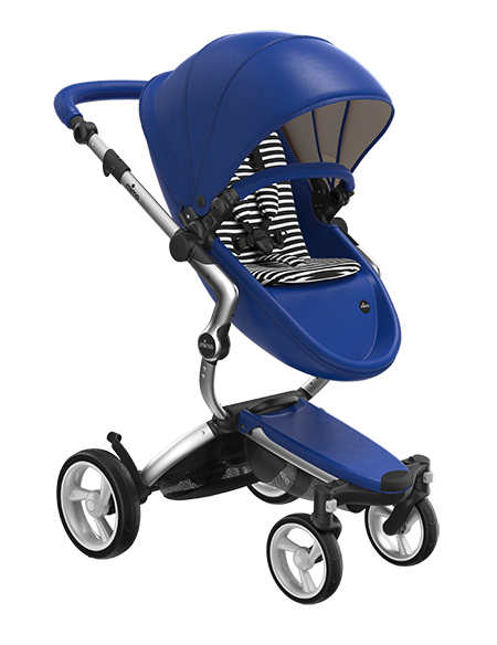 Carucior 2in1 mima Xari Royal Blue cu cadru Silver si saltelute Black and White