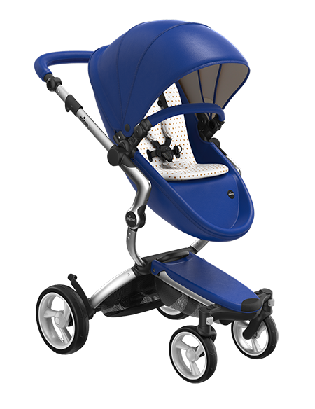 Carucior 2in1 mima Xari Royal Blue cu cadru Silver si saltelute Sandy Beige