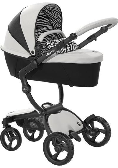 Carucior 2in1 mima Xari New York Zebra cu cadru Black, in configuratia landou.