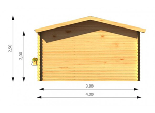Casuta din lemn Oslo dimensiuni laterala dreapta.