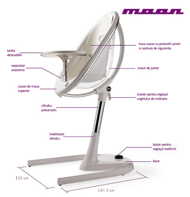Caracteristici si dimensiuni scaun de masa Moon Mima
