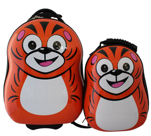 Set Pakuna the TIGER - Valiza tip trolley si ghiozdan (rucsac) pentru copii, marca Cuties and Pals