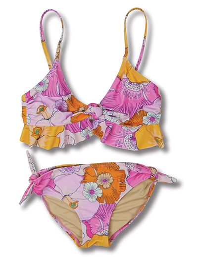 Blooming Hibiscus Girls Knot Bikini 7-14 years. UV50+, Shade Critters