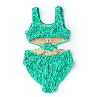 Costum de baie fetite, intreg, Crinkle Textured Cinched Ring Monokini 7-14 ani, UV50+, marca Shde Critters