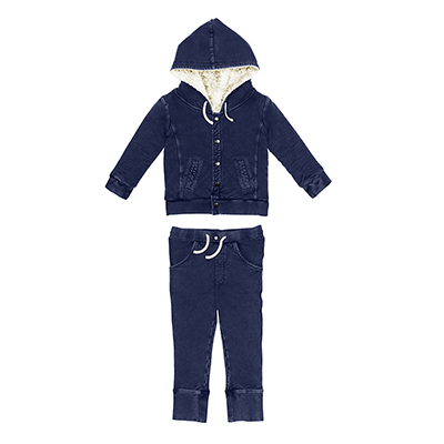 Set cu jacheta si pantalon copii din bumbac organic GOTS, Good Jeans, Navy2-4 ani