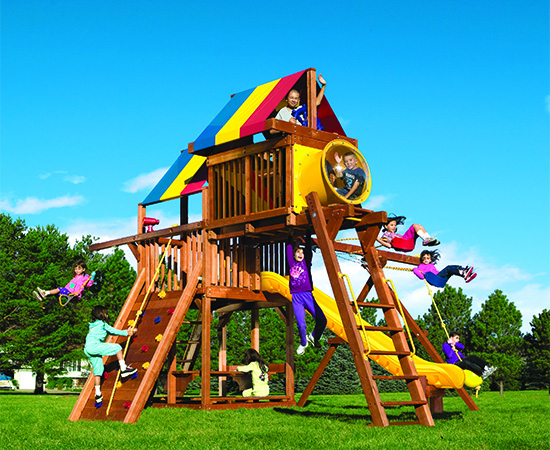 Loc de joaca cu legane pentru gradina Rainbow Clubhouse Pkg IV RYB, marca Rainbow Play