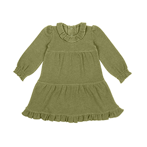 Rochita bebe cu maneci lungi, din bumbac organic GOTS, Lovedbaby Conduroy Olive 6-24 luni