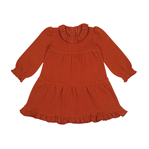 Rochita bebe cu maneci lungi, din bumbac organic GOTS, Lovedbaby Conduroy Paprika 6-24 luni