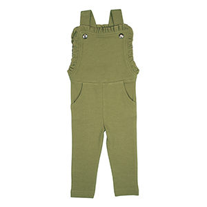 Salopeta bebe cu volane, din bumbac organic GOTS, Conduroy Olive 0-24 luni