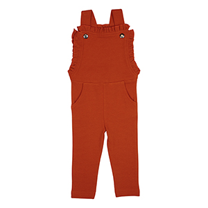 Salopeta bebe cu volane, din bumbac organic GOTS, Conduroy Paprika 0-24 luni