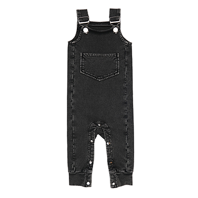 Salopeta bebe din bumbac organic GOTS, Good Jeans, Black, 6 luni - 2 ani