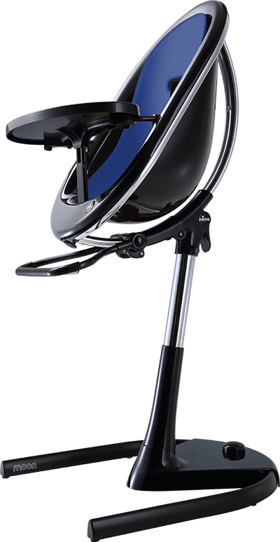 mima moon Highchair with Black Frame and Royal Blue Seat Pad, 6-36 months