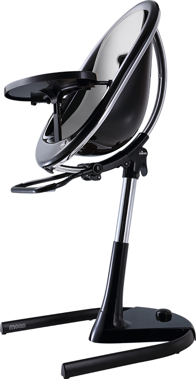 mima moon Highchair with Black Frame and Silver Seat Pad, 6-36 months 