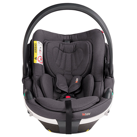 Scoica, scaun auto copii Go Beyond, marca Besafe, 0-13kg, aproximativ 0-18 luni., Dark Grey Melande - pozitie de somn