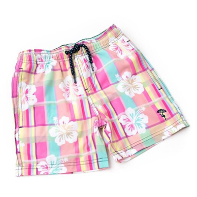 Sort de baie pentru baietei, Boy Swim Trunks Hibiscus Plaid, 6 luni-10 ani, 50UV+