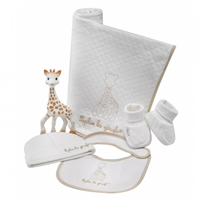 Set cadou trusou nou-nascut So Pure, girafa Sophie, marca Vulli.